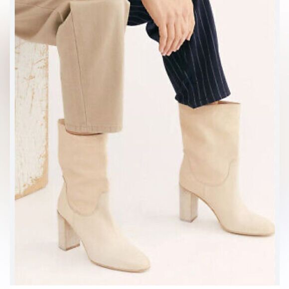 Free People Dakota Boot Bone Leather Washed Slouched Bootie Italy Boho 37 - Picture 1 of 9